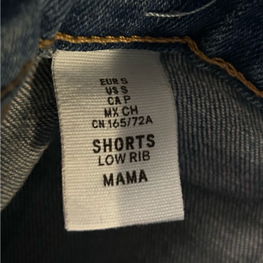 Blue Jean Shorts with Stretchy Waistband and Cuffed Hem Small low rib H&M mama - Picture 4 of 6